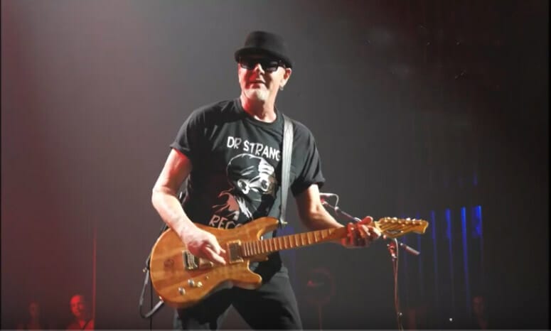 Mark kendall, with great white, plays his own rh custom guitar live on stage